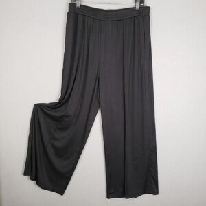 Yozy Size XXL Wide Leg Pull On Pants Black Pleated Office Work Comfort Casual